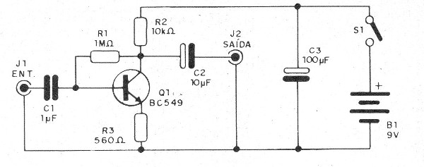    Figura 1 – Diagrama do pré-amplificador
