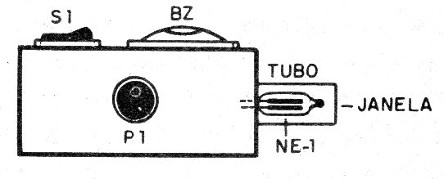    Figura 7 – Montagem da lâmpada neon do lado externo da caixa
