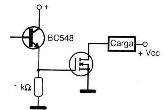    Figura 2 – Excitação de MOSFET por transistor
