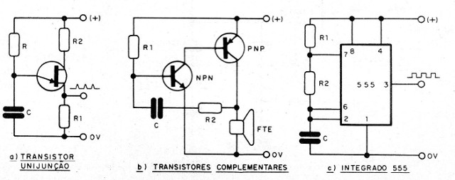 Figura 1 – Osciladores comuns para sirenes
