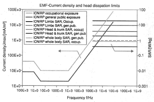 Limite de EMF, restrições básicas conforme o ICNIRP
