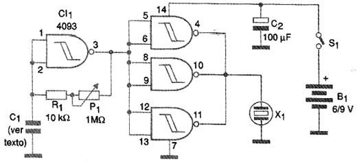 Circuito para teste de capacitor experimental. 