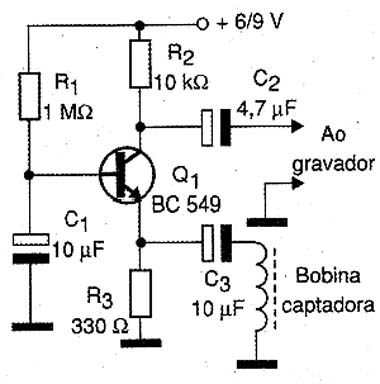 Figura 4 - Amplificador de baixa impedância para bobinas captadoras. 