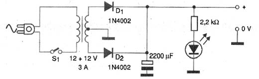 Figura 8 - Uma fonte de alimentação simples para o amplificador. 