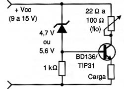 Fonte com diodo zener e transistor.
