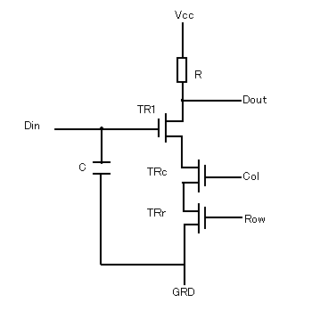 Figura 9 - circuito básico de uma célula (bit) de uma DRAM)
