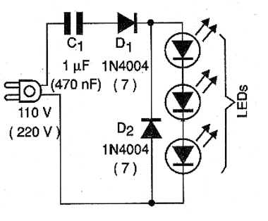 Figura 8 – Usando um circuito reativo com alimentação de corrente alternada
