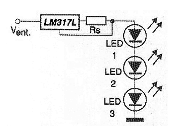 Figura  13 – Alimentando um conjunto de LEDs com o Lm<sup>3</sup>17
