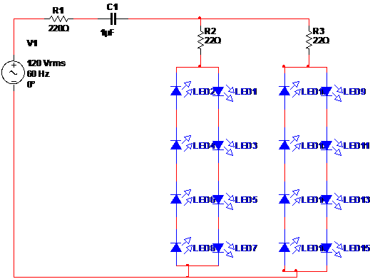 Figura 4 – Ligando sequências de LEDs em paralelo
