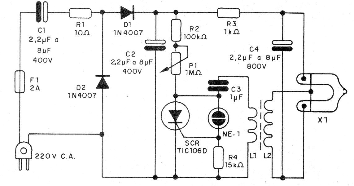    Figura 2 – Circuito completo do aparelho para220 V
