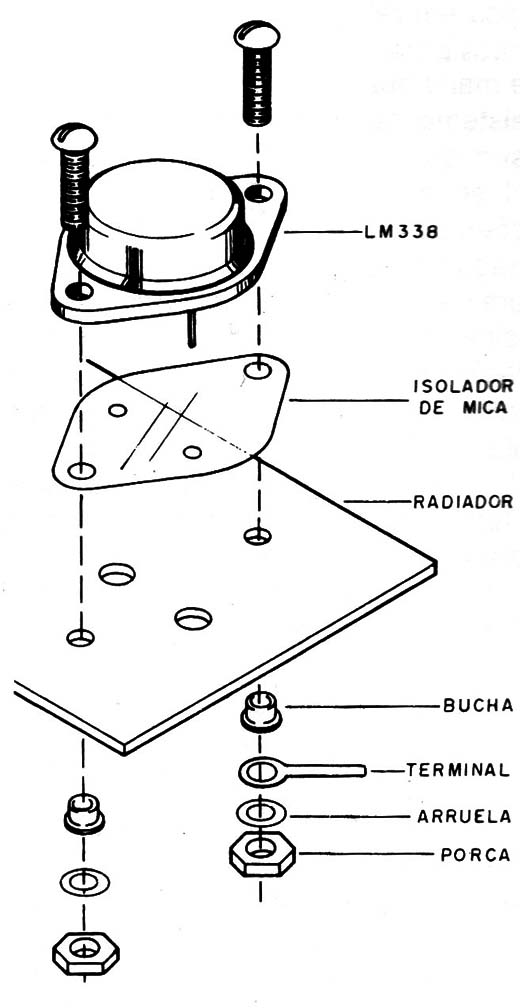 Figura 1 – Invólucro e montagem do LM338
