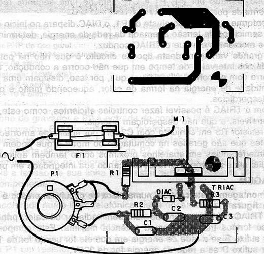Figura 2 – Placa de circuito e montagem do controle de velocidade.
