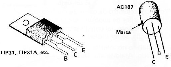 Fig. 13 — Identificação dos lides dos transistores utilizados na montagem e solicitados na lista de material.
