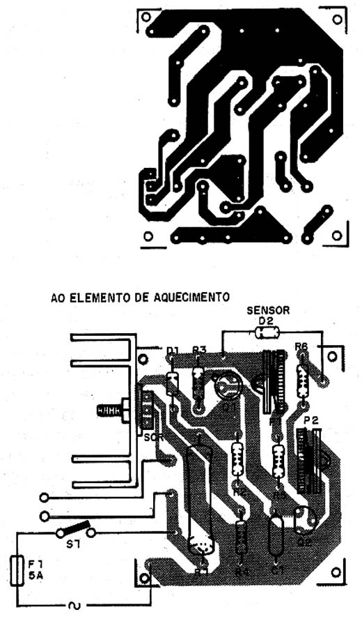Placa de circuito impressor para o circuito da estufa e chocadeira. 