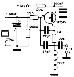 Oscilador de 4 a 20 MHz com J-FET. 