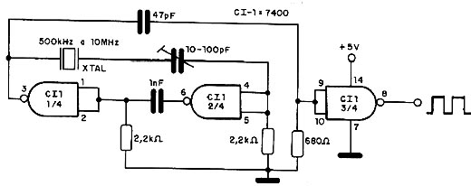 Oscilador TTL - 7400 