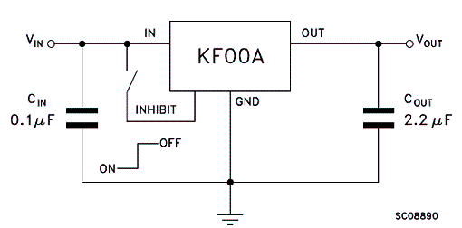 Circuito típico com o KF00A. 