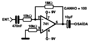 Amplificador Operacional CA com o 741
