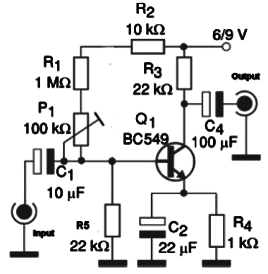 Pré Amplificador de 1 Transistor
