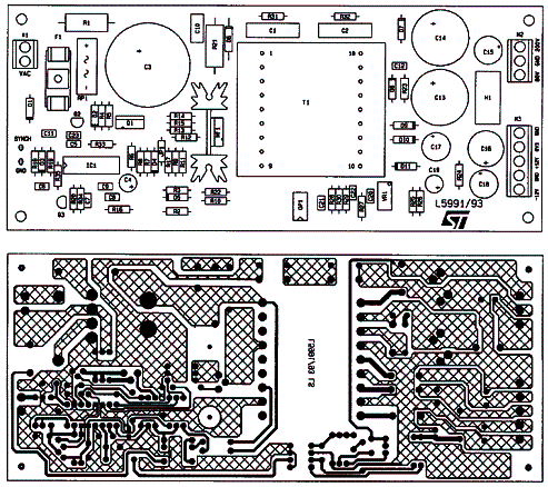  Placa de circuito impresso para a fonte chaveada de 90 W. 