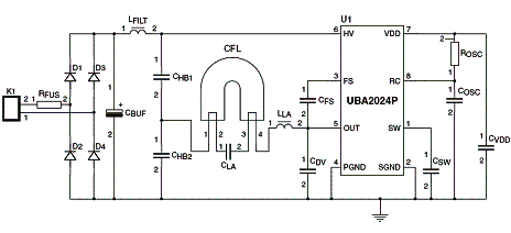 Figura 1 - Circuito simples com lâmpada de 18 W
