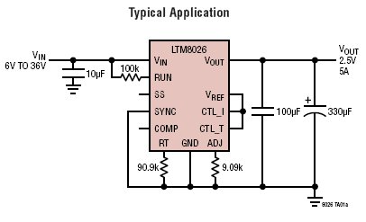 Figura 1- Circuito de aplicação do LTM8026 