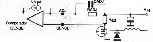 Sensoriamento de corrente com um resistor externo.
