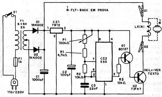 Diagrama completo do provador de fly-back. 