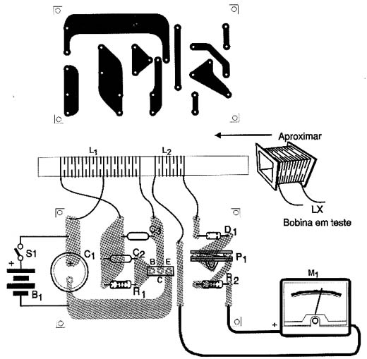 Sugestão de placa de circuito impresso do detector. 