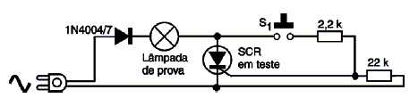 Figura 5 - O circuito de teste com uma lâmpada de prova 