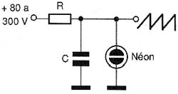 Circuitos básicos de oscilador de relaxação com lâmpadas néon. 