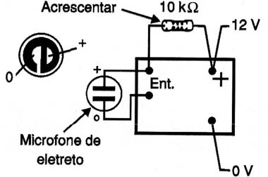    Figura 7 – Usando um microfone de eletreto
