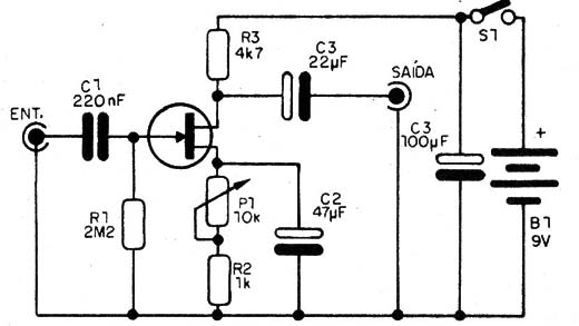    Figura 1 – Diagrama completo do pré-amplificador
