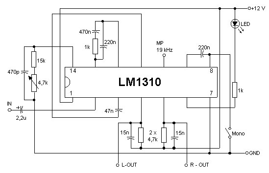   Figura 16 – Decodificador FM Estéreo com o LM1310
