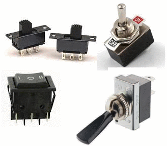 Tipos comuns de interruptores e chaves
