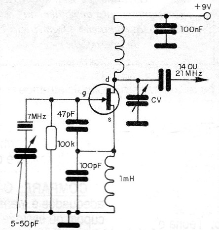 Figura 16 – Oscilador de 14 ou 21 MHz com cristal.
