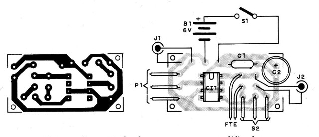   Fig. 6 - Sugestão de placa para o setor amplificador.
