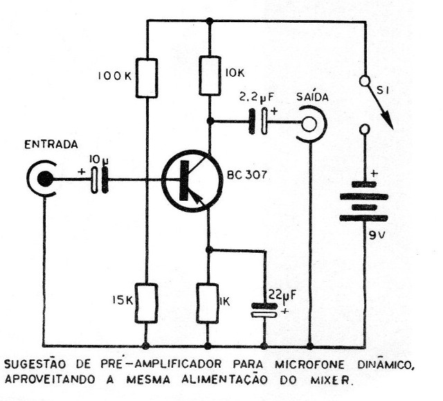 Figura 13 – Sugestão de pré-amplificador simples
