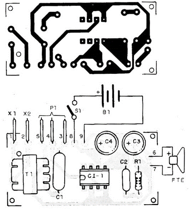 Fig. 5 Placa de circuito impresso do primeiro amplificador.
