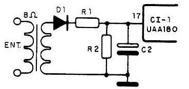 Fig. 2 — Entrada de baixa potência com transformador.
