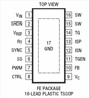 Figura 2 - Pinagem co circuito integrado LT3518 utilizado no projeto.
