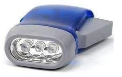 Figura 14 – Uma lanterna com dínamo manual em que pressionando-se o gatilho gera-se energia para um LED.
