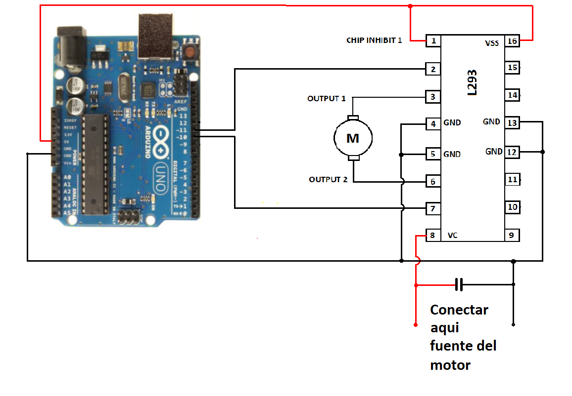 Figura 11. Conectando um motor CC ao cartão Arduino Uno
Figura 11. Conectando um motor CC ao cartão Arduino Uno