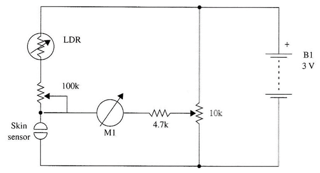 Figura 5 - Detector de luz e resistência da pele.
Figura 5 - Detector de luz e resistência da pele.