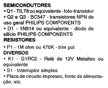 Lista de material: Lista de material: