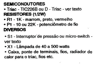 Lista de material: