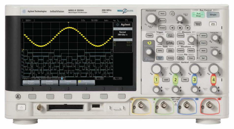 Osciloscópio Agilkent MSO-X-2024 – Foto Cortesia da Agilent Technologies Inc. Osciloscópio Agilkent MSO-X-2024 – Foto Cortesia da Agilent Technologies Inc.