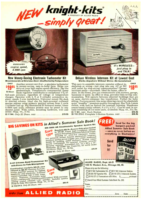 Figura 6 – Anúncio de kits da Knight de 1961
