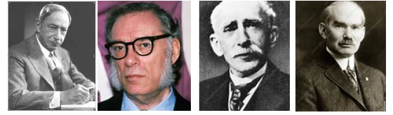   Figura 1 – Gernsback e alguns dos autores descobertos por ele (Asimov. Fleming, Lee DeForest)
