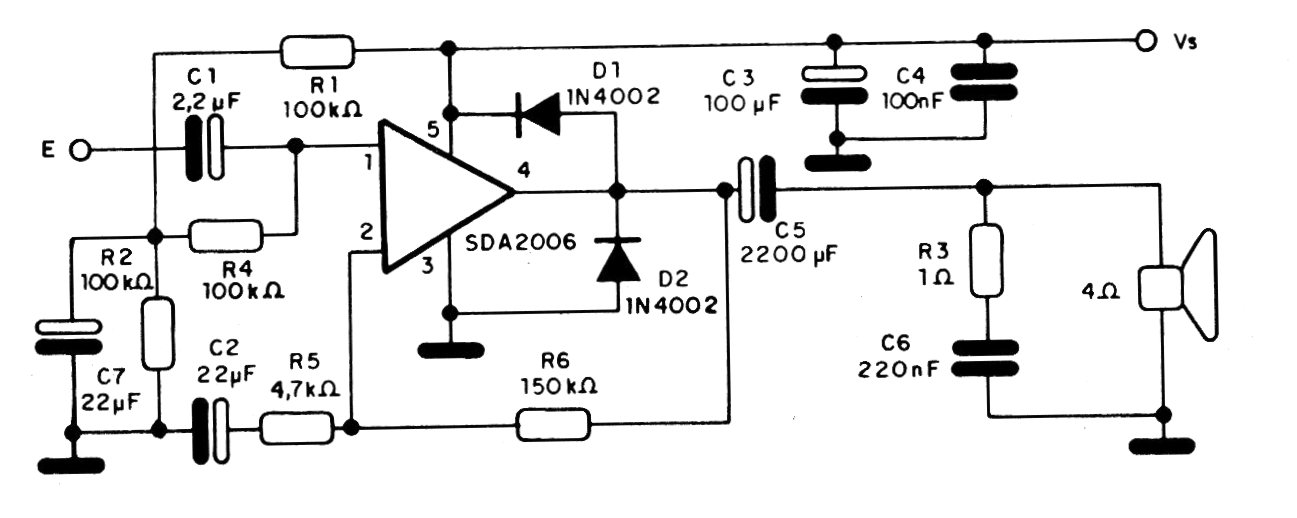 Amplificador Tda Com Fonte Simples W Cir
